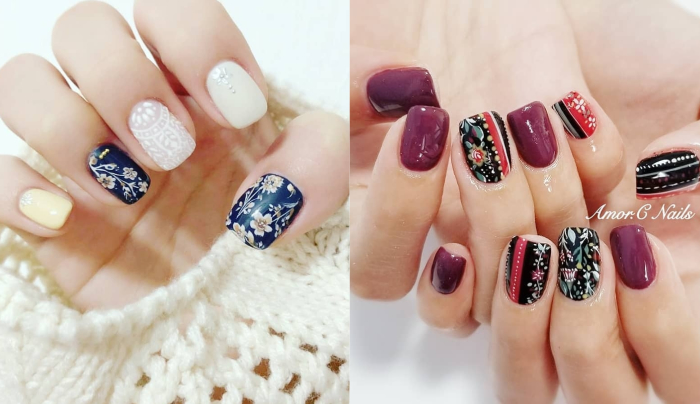 秋冬美甲_秋冬指甲_顯白秋冬美甲.